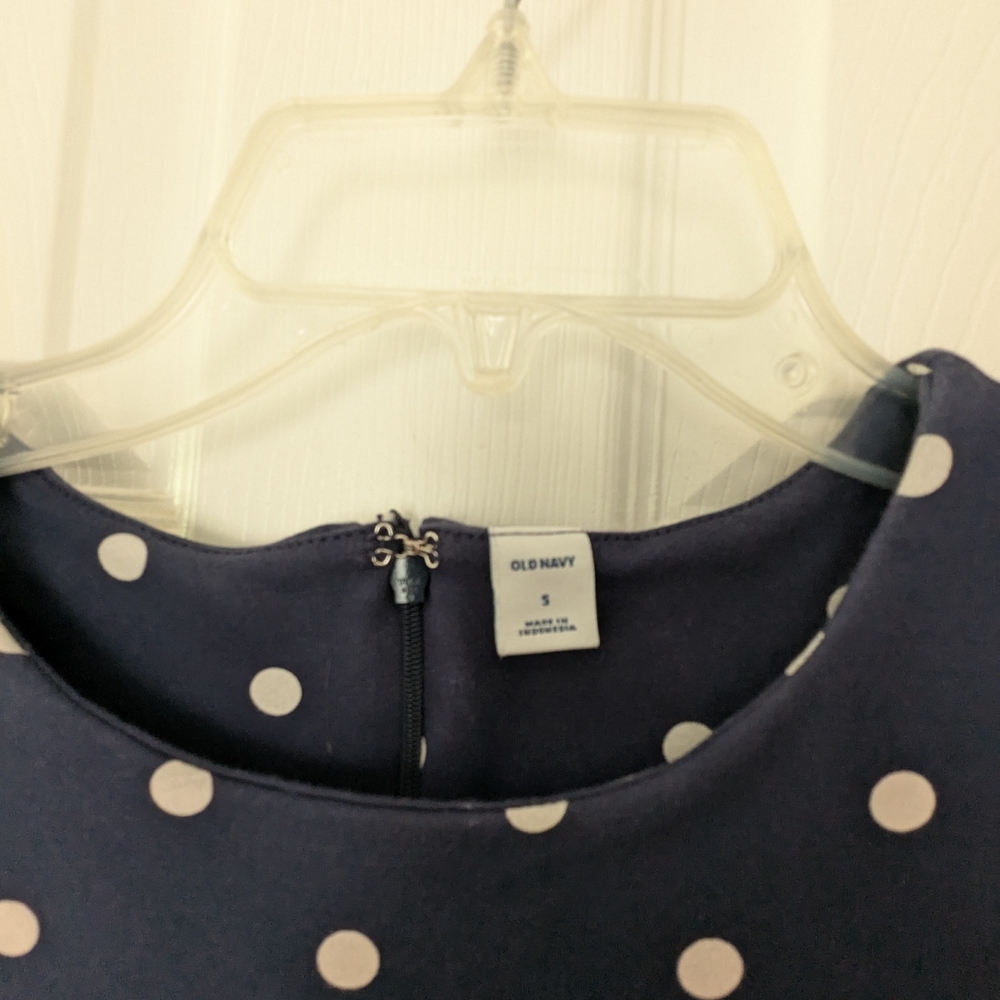 Old Navy Blue and White Polka Dot Fit and Flare Mini Dress - Picture 3 of 3
